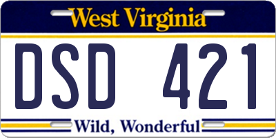 WV license plate DSD421