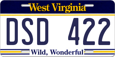 WV license plate DSD422