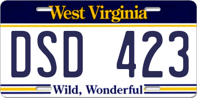 WV license plate DSD423