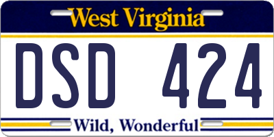 WV license plate DSD424