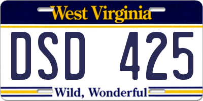 WV license plate DSD425