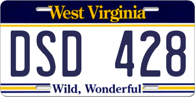 WV license plate DSD428