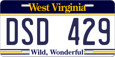 WV license plate DSD429
