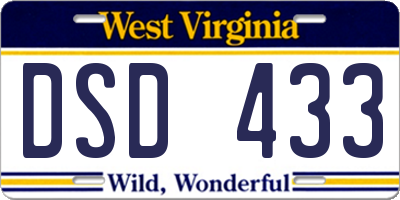 WV license plate DSD433