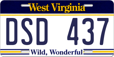 WV license plate DSD437