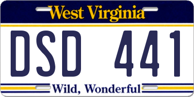 WV license plate DSD441
