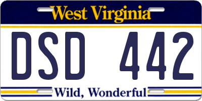 WV license plate DSD442