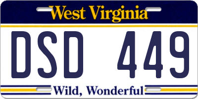 WV license plate DSD449