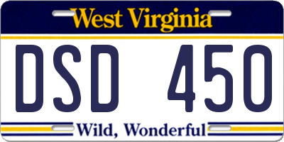 WV license plate DSD450