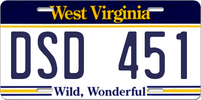 WV license plate DSD451