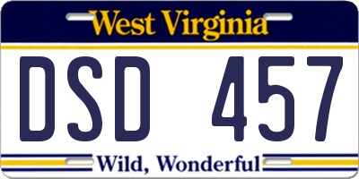 WV license plate DSD457