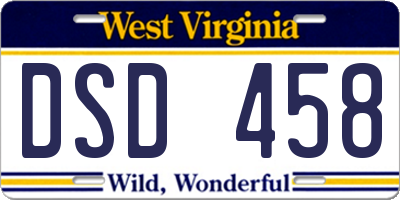 WV license plate DSD458