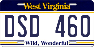 WV license plate DSD460