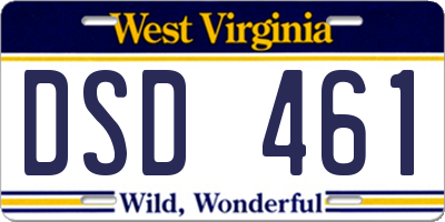 WV license plate DSD461
