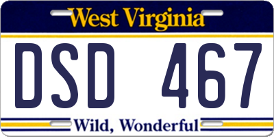 WV license plate DSD467