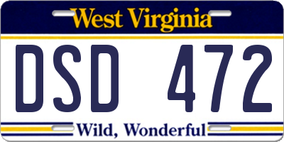 WV license plate DSD472