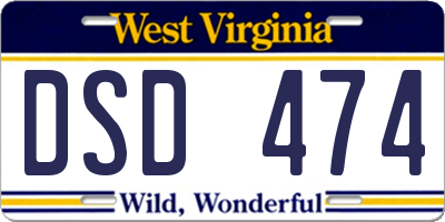 WV license plate DSD474
