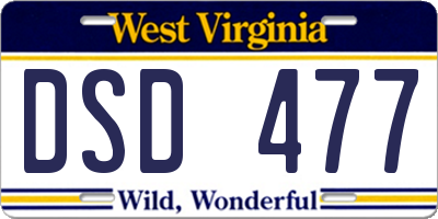 WV license plate DSD477
