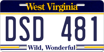 WV license plate DSD481