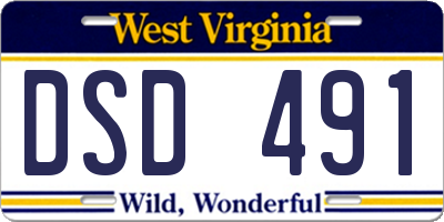 WV license plate DSD491