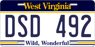 WV license plate DSD492