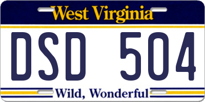 WV license plate DSD504