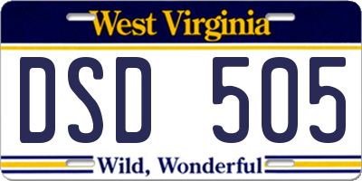 WV license plate DSD505