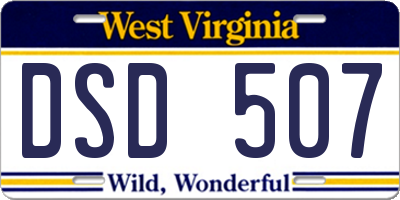 WV license plate DSD507
