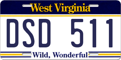 WV license plate DSD511