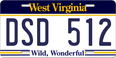 WV license plate DSD512