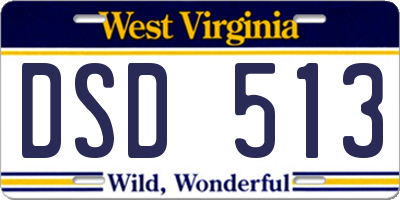 WV license plate DSD513