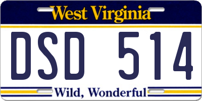WV license plate DSD514