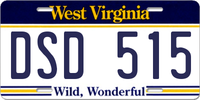WV license plate DSD515