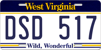 WV license plate DSD517