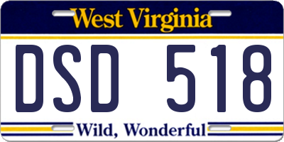 WV license plate DSD518