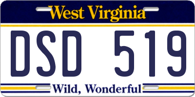 WV license plate DSD519