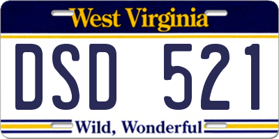 WV license plate DSD521