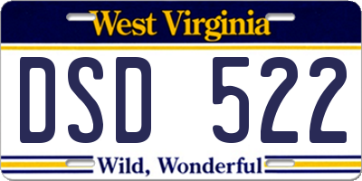 WV license plate DSD522