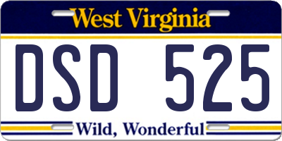 WV license plate DSD525