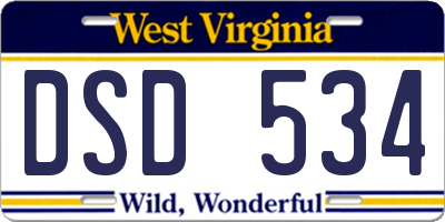 WV license plate DSD534