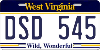 WV license plate DSD545