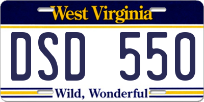 WV license plate DSD550