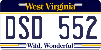WV license plate DSD552