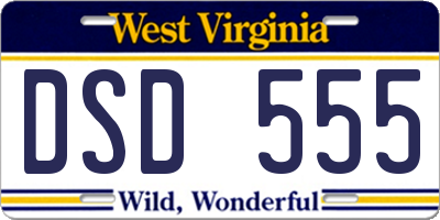 WV license plate DSD555