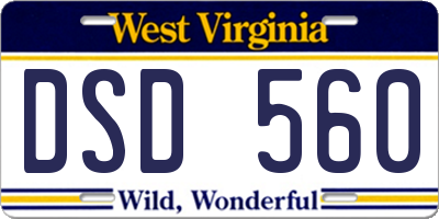 WV license plate DSD560