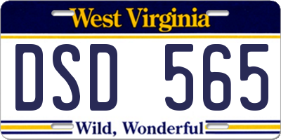 WV license plate DSD565