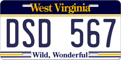 WV license plate DSD567