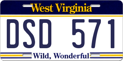 WV license plate DSD571
