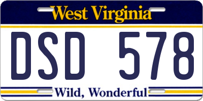 WV license plate DSD578