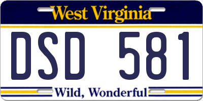 WV license plate DSD581